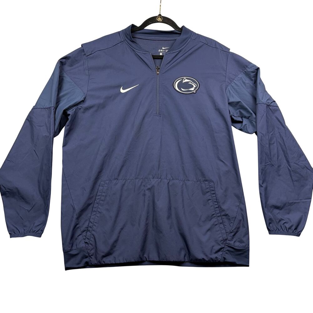 Nike Penn State Jacket 1/4 Zip Pullover Windbreaker Mens Large Lightweight Navy